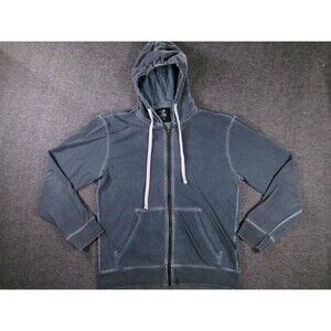 Route 66 Hoodie Mens M Faded Blue Full Zip Hooded Sweatshirt Washed Drawstring